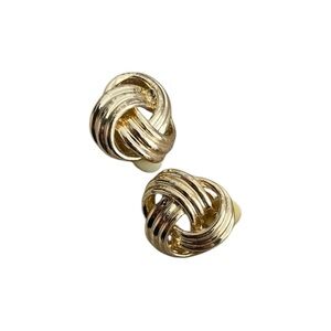 Gold Knot Round Clip On Earrings